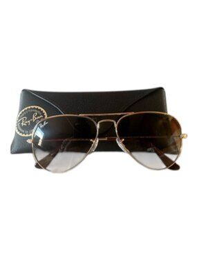 NEW RAY-BAN Aviator RB3025 Gold Brown Gradient Sunglasses
